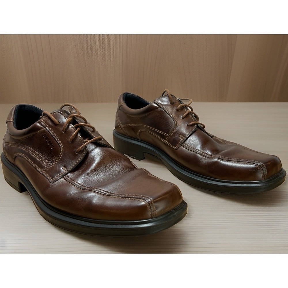 ECCO Helsinki Bike Toe Dress Shoes Mens 46 US 12 Brown Leather Comfort Oxford